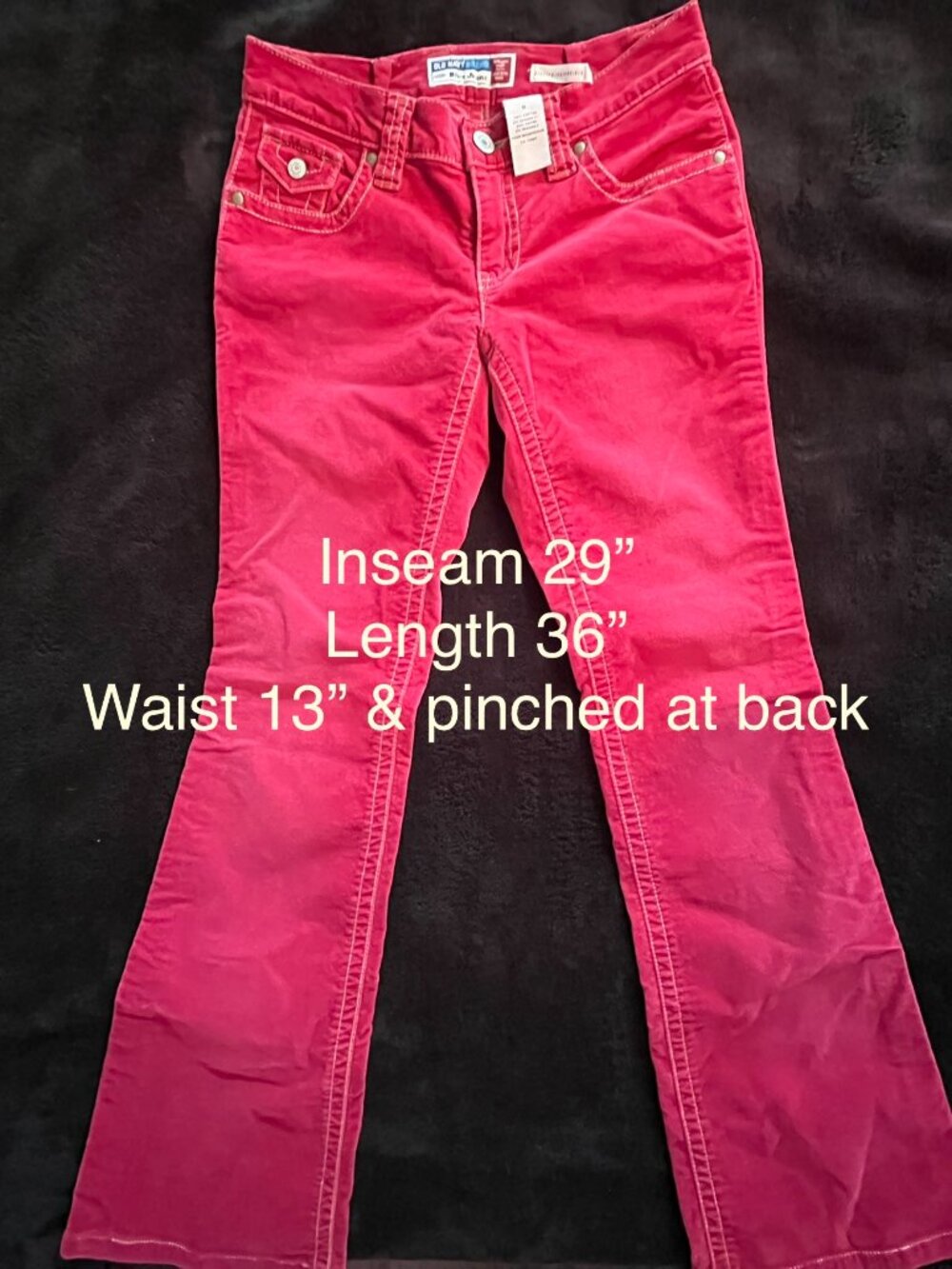 Bright Red-Pink Velour colored denim - size 0, XXS